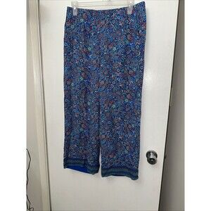 J-Jill Women's Size S 100% Rayon Paisley Floral Print  BOHO Pants with Pockets